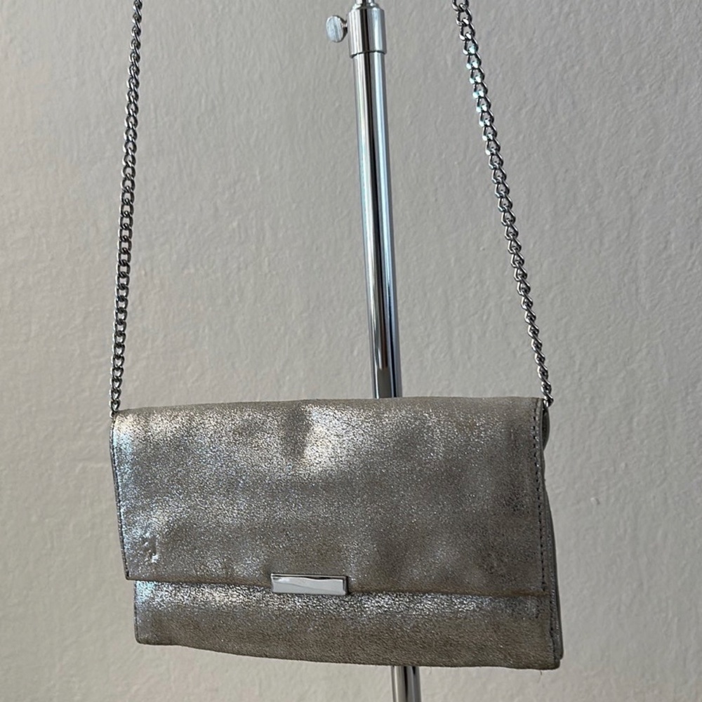 loeffler randall tab clutch with silver chain